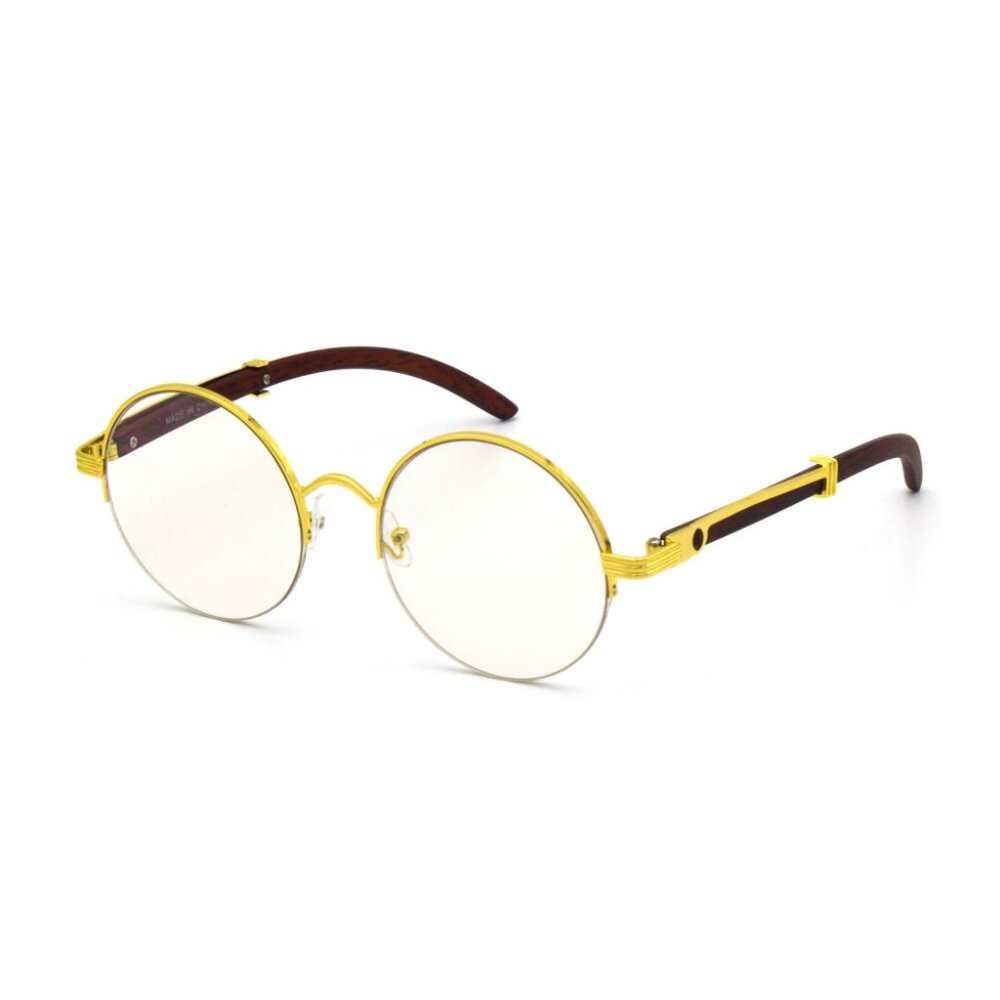 Round Clear‎ Lens Men Sunglasses Gold Frame Hip Hop Style Classic Shades Migos